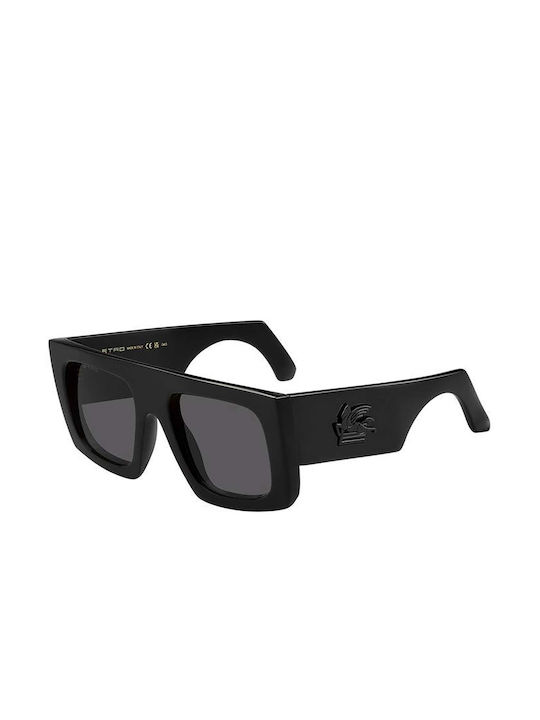 Etro Men's Sunglasses with Black Plastic Frame and Black Lens