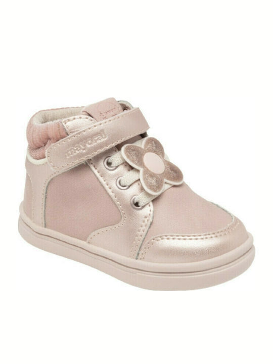 Mayoral Kids Leather Anatomic Boots with Lace Pink