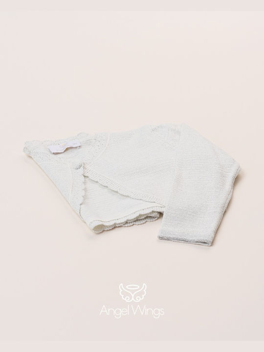 Angel Wings White Baptism Jacket Knitted