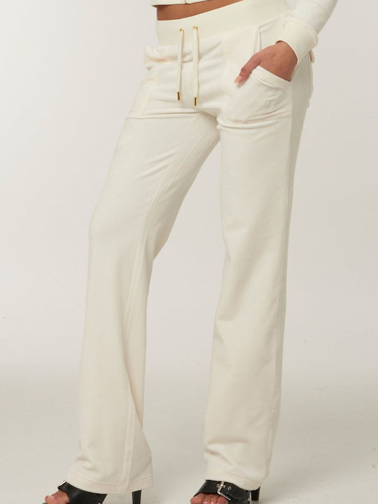 Juicy Couture Del Ray Classic Damen-Sweatpants Cream Samt