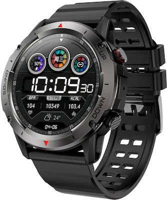 NX9 50mm Smartwatch με Παλμογράφο (Μαύρη Κάσα / Μαύρο Λουρί Σιλικόνης)