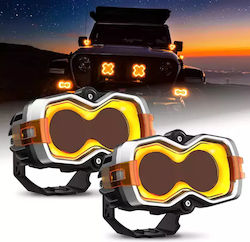 NovSight Rectangleς Headlights Car LED 12 / 24V 70W with White Lighting 1pcs