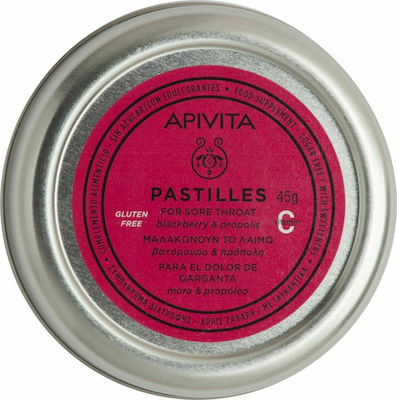 Apivita Pastilles Lozenges Gluten-free Blueberry & Propolis 45gr