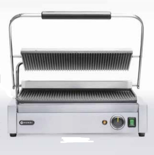 Hendi Commercial Sandwich Maker with Ribbed Top and Ribbed Bottom 2700W