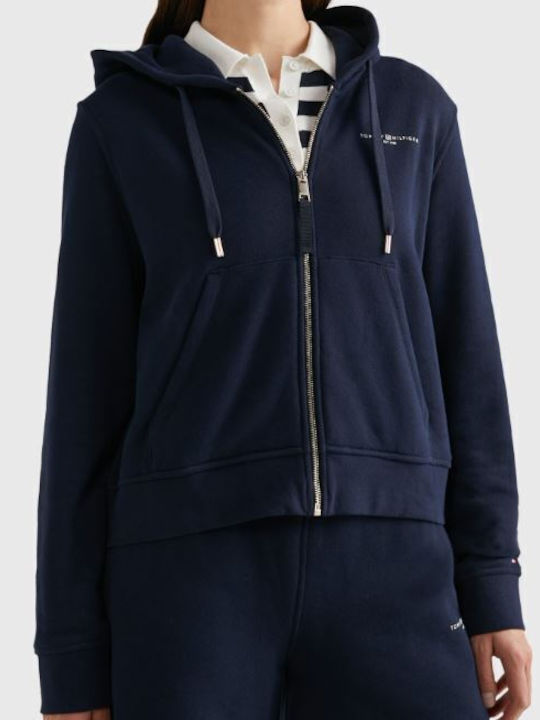 Tommy Hilfiger Γυναικεία Ζακέτα Φούτερ με Κουκούλα Navy Blue