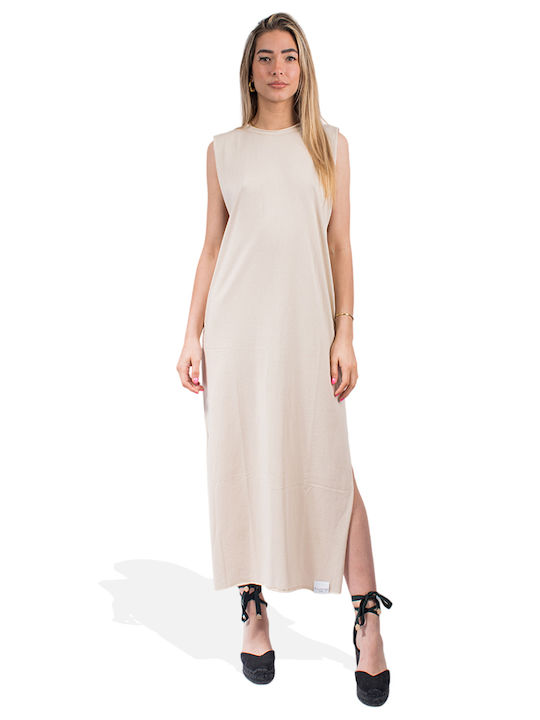 4tailors Dress with Slit Beige