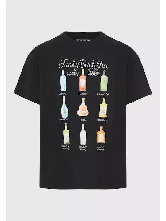 Funky Buddha Tricou pentru bărbați cu mâneci scurte Black