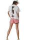 Body Action Damen Sport Oversized T-Shirt White