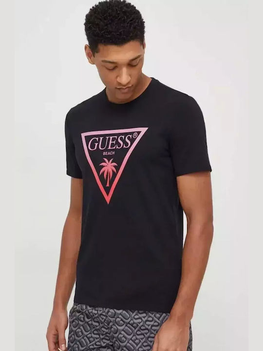 Guess Cn Triangle T-shirt Bărbătesc cu Mânecă Scurtă Negru