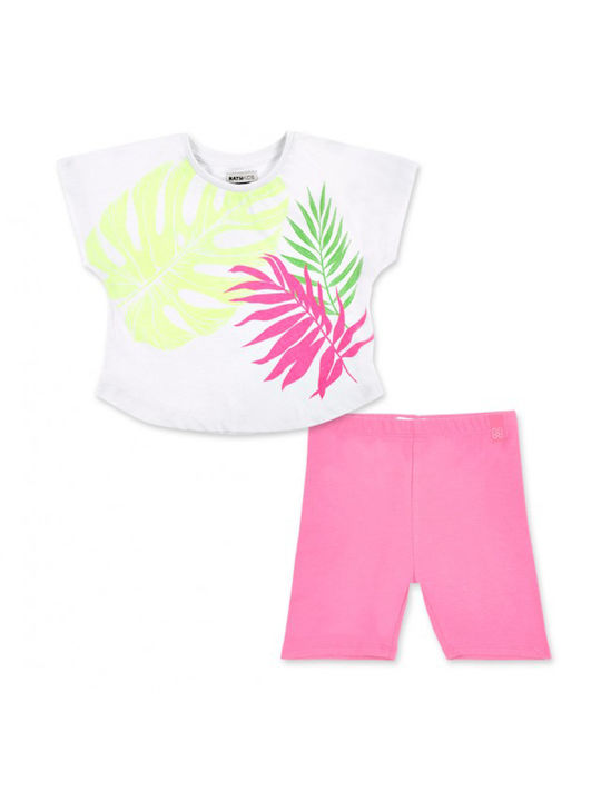 Nath Kids Kids Set with Leggings Summer 2pcs White-pink