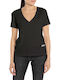 Replay Women's T-shirt with V Neckline Black