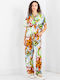 Marker Drawn Flower Women's Fabric Trousers