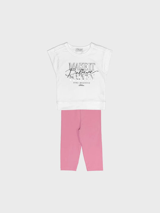 Action Sportswear Kids Set with Leggings Summer 2pcs White-lilac