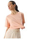 4F Women's Crop Top Cotton Short Sleeve Orange