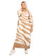 Ellen Maxi Rochie Tricotat Zebra Camel-White