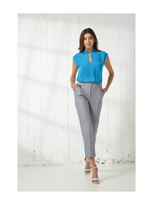 Enzzo Women's Fabric Trousers Grey