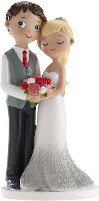 Γαμήλια Κορυφή Νυφικό Ζευγάρι Κοκ.λευκ.ροζ Ανιοδέσμη 16cm