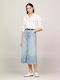 Tommy Hilfiger Denim Midi Rock in Light Blue Farbe