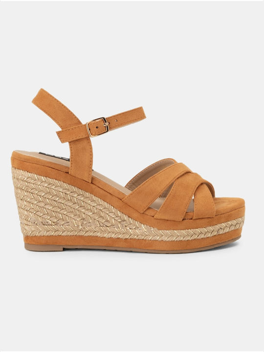 Platforme Suede & Rope Platforme Detalii aurii pe talpă Femei Fg35 Camel Piele sintetică