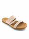 Leather Women's Flat Sandals Anatomic in Pink Color