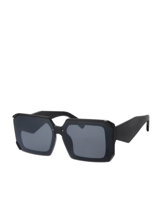 Euro Optics Women's Sunglasses with Black Plastic Frame and Black Lens L6317-1