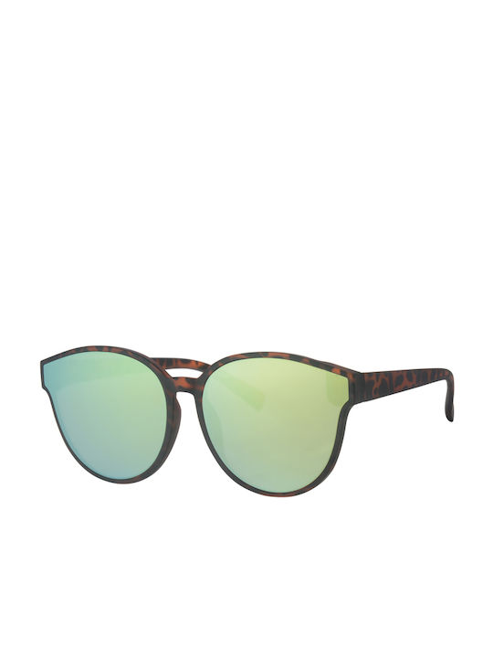 Euro Optics Sunglasses with Brown Tartaruga Plastic Frame and Green Mirror Lens L6273-3
