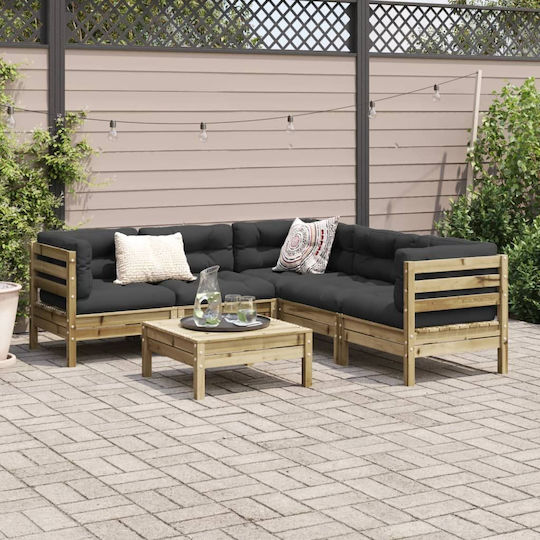 vidaXL Garden & Outdoor Furniture Set Living Room 6 Pieces Anthracite with Pillows