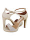 Stoff Sandalen mit Strass Gold