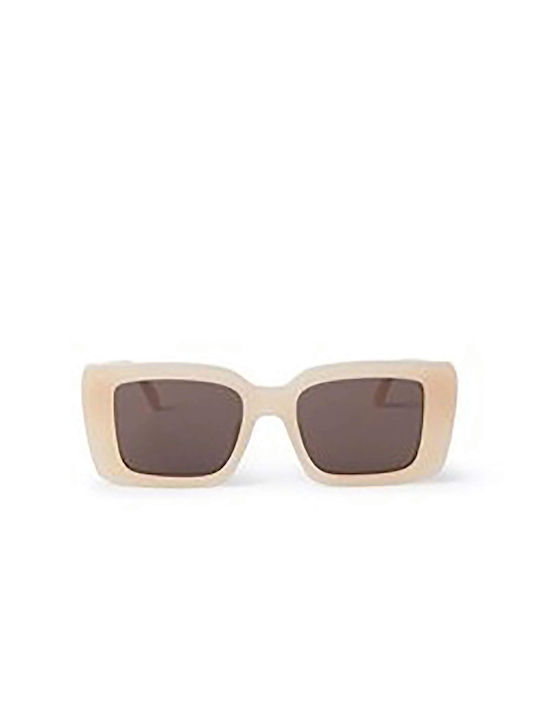 Palm Angels Women's Sunglasses with Beige Plastic Frame and Gray Lens