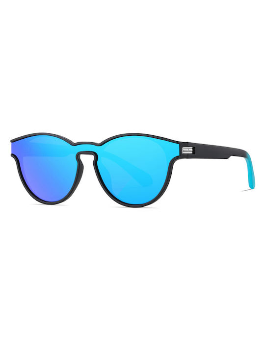 Techsuit Unisex Sunglasses with Black Frame and Blue Polarized Lens