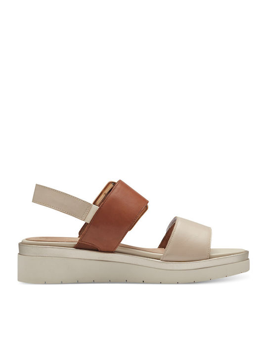 Tamaris Women's Leather Platform Shoes Beige
