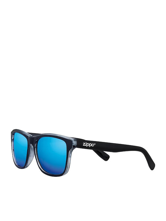 Zippo Unisex Sunglasses with Gray Plastic Frame and Blue Mirror Lens OB201-02