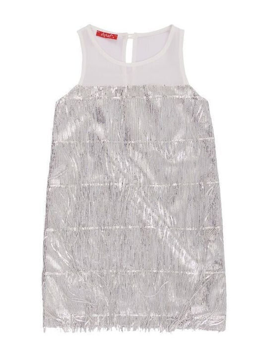 Chief Kids Dress with Sequins White