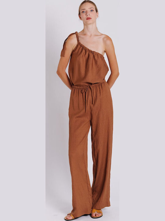 Pants Women's Fabric Trousers with Elastic Loose Fit Noir