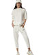 Body Action Παντελόνι Γυναικείας Φόρμας με Λάστιχο Λευκό Fleece