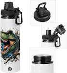 Koupakoupa Break Wall Μεταλλικό Kids Water Bottle Thermos Dinosaur Aluminium with Straw 850ml