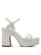 Tamaris Synthetic Leather Women's Sandals White with Chunky High Heel