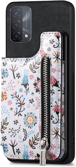 Oppo A93 5g/a74 5g/a54 5g Retro Painted Zipper Wallet Back Phone Case Black