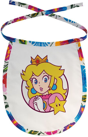 Koupakoupa Princess Peach Waterproof Baby Bib of 100% Cotton with Lace Band for 3 m+