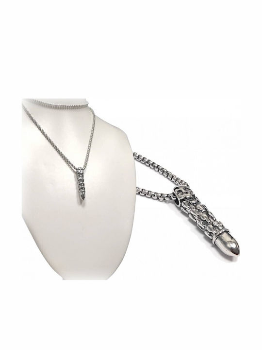Karmafashion Männer Halskette Stahl 304 Kette Kette Perle Totenkopf Silber 2412-713