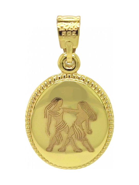 Pandantiv Zodiac Gold Zodiac Gold 14k Gemeni Fecioară Maria cu două fețe