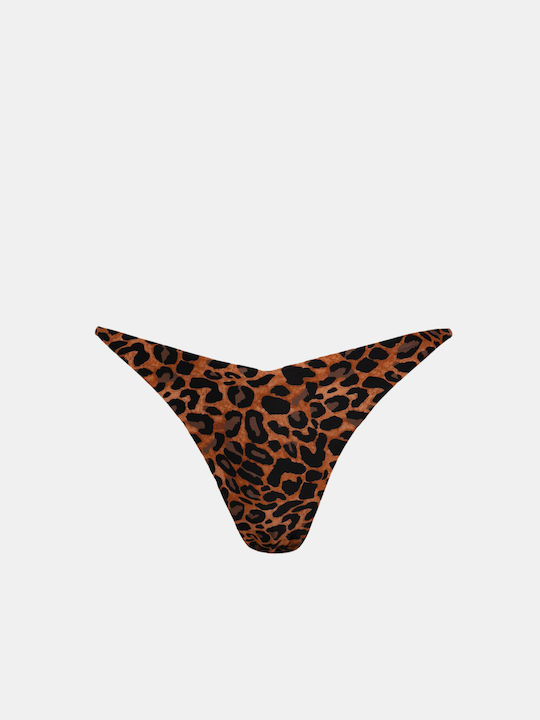 Rock Club Leo Print Bikini Slip Καφέ