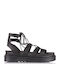 Leather Women's Flat Sandals Black