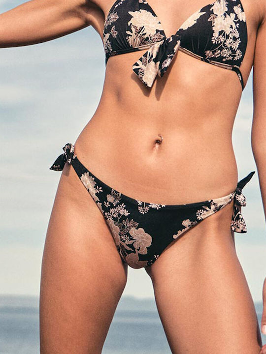 Peony Print Bikini Brazil με Κορδονάκια Πολύχρωμο