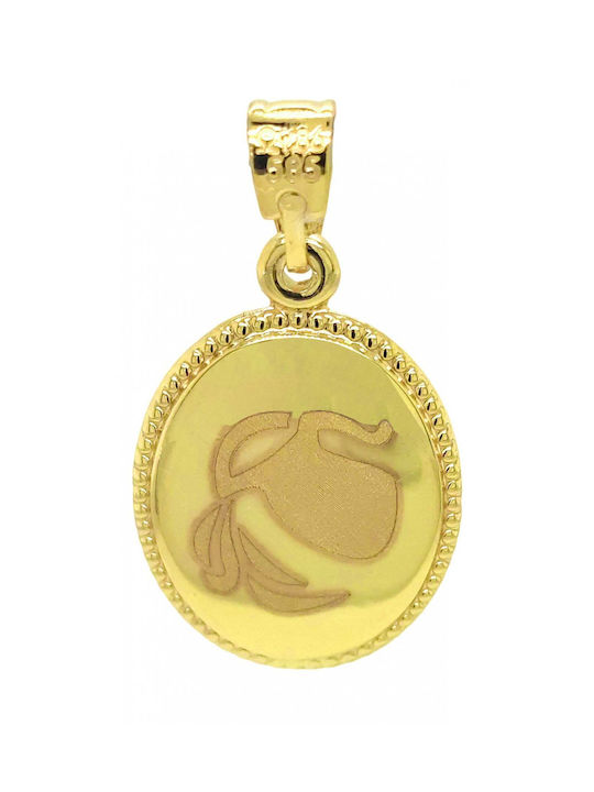 Pendant Zodiac Gold Zodiac 14k Aquarius Double Faced Virgin Mary