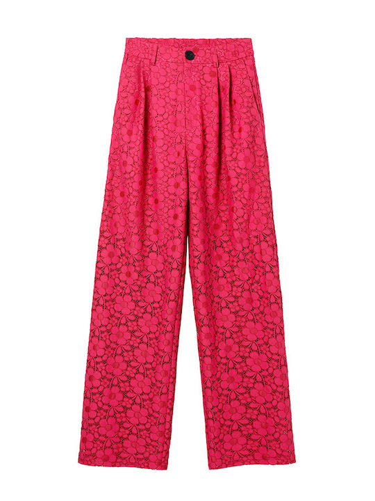 Desigual Women's Fabric Trousers Fuchsia