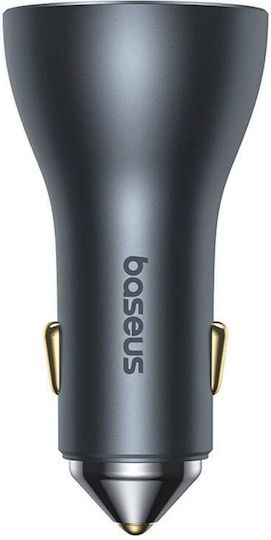 Baseus Golden Contactor Pro Handy-Autoladegerät 65W 9.5A mit Anschlüssen: 1xUSB 2xType-C Grau Farbe