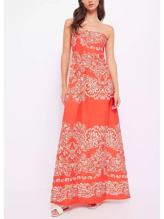 Gaudi Summer Maxi Dress Red-orange Mix