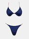 Set Bikini mit Abnehmbarer Verstärkung Blau