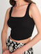 Attrattivo Women's Crop Top Cotton Sleeveless Black